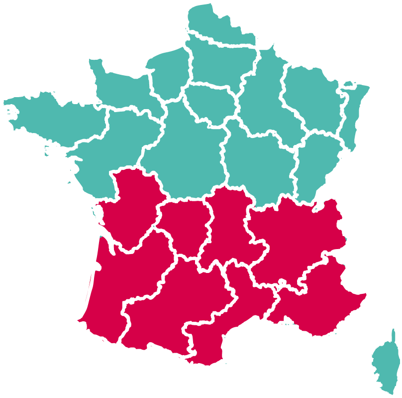 Carte des zones de livraison Akar Sud en France