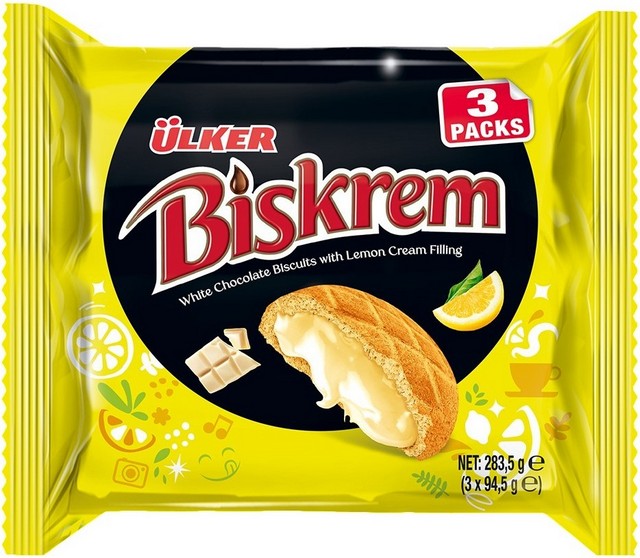 Biskrem Biscuit Limon 3 x 94,5 G — Ülker — Biskrem — photo produit
