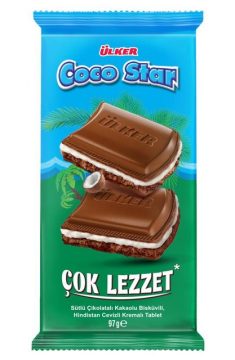 Ülker Cocostar Tablette de Gaufrette au chocolat & coco 100 G
